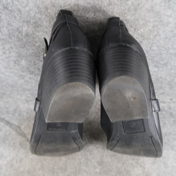 Booties Shoes Womens 9.5 Ankle Boots Casual Classic Black Western Zip Buckle - Picture 12 of 13